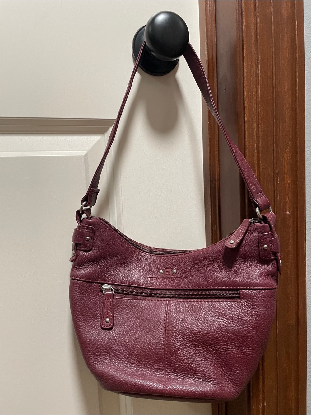 Stone Mountain Accessories Plum Pebbled Leather Small Hobo Bag
